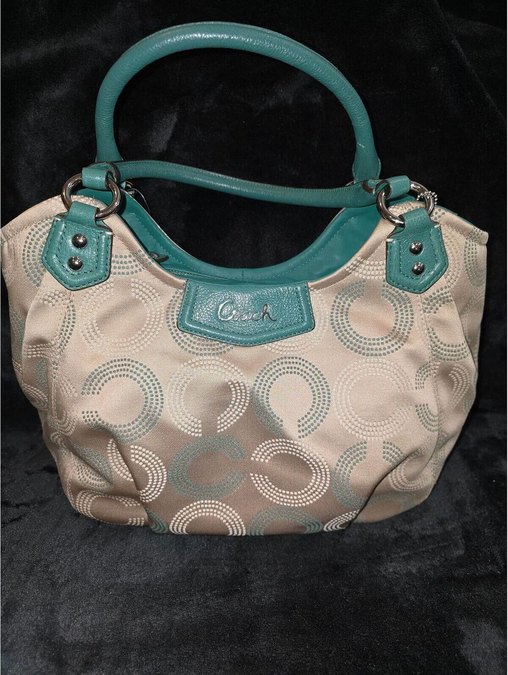 105. NWT 2014 COACH ASHLEY DOTTED OP ART TOTE